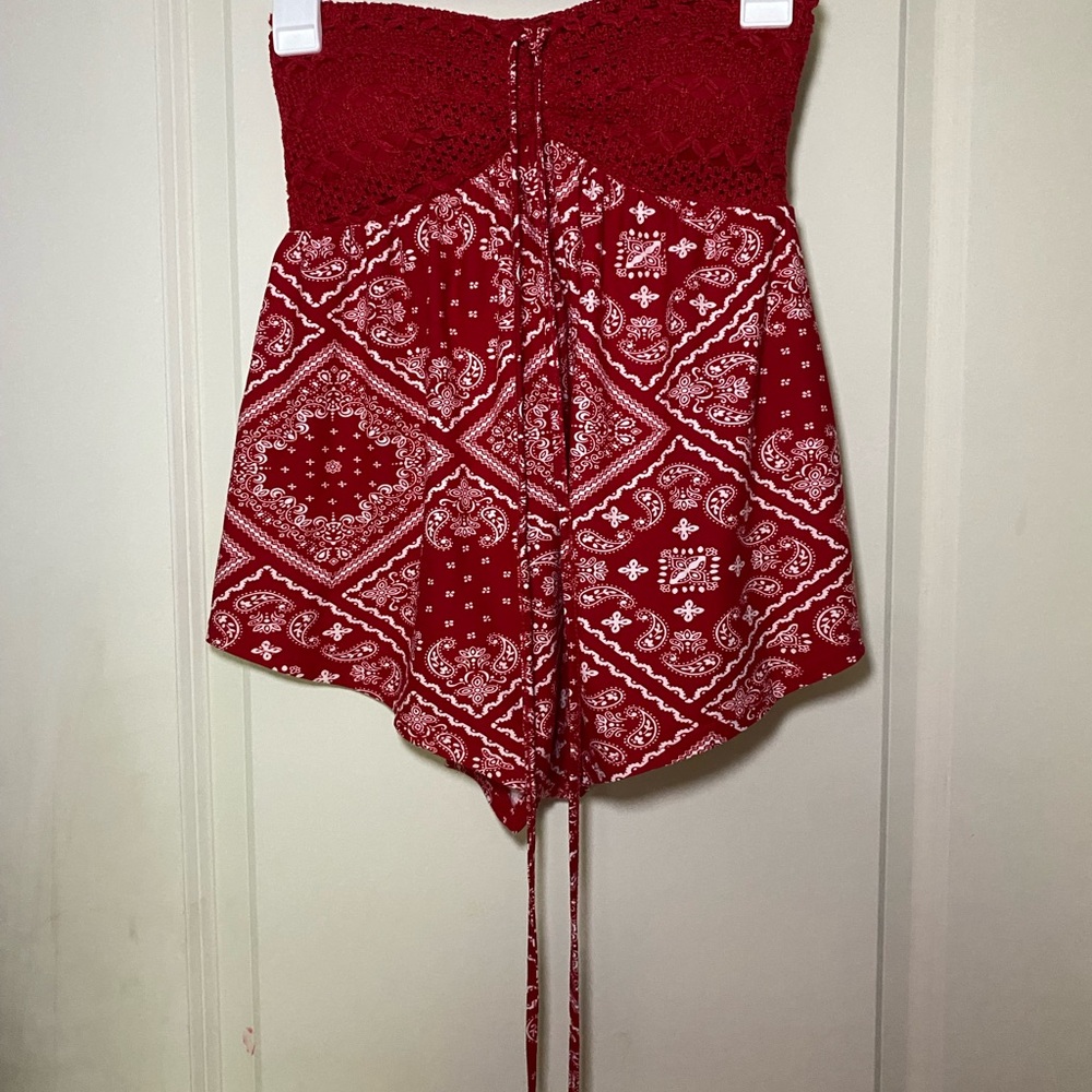 No Boundaries Red Bandanna Print Tube Top